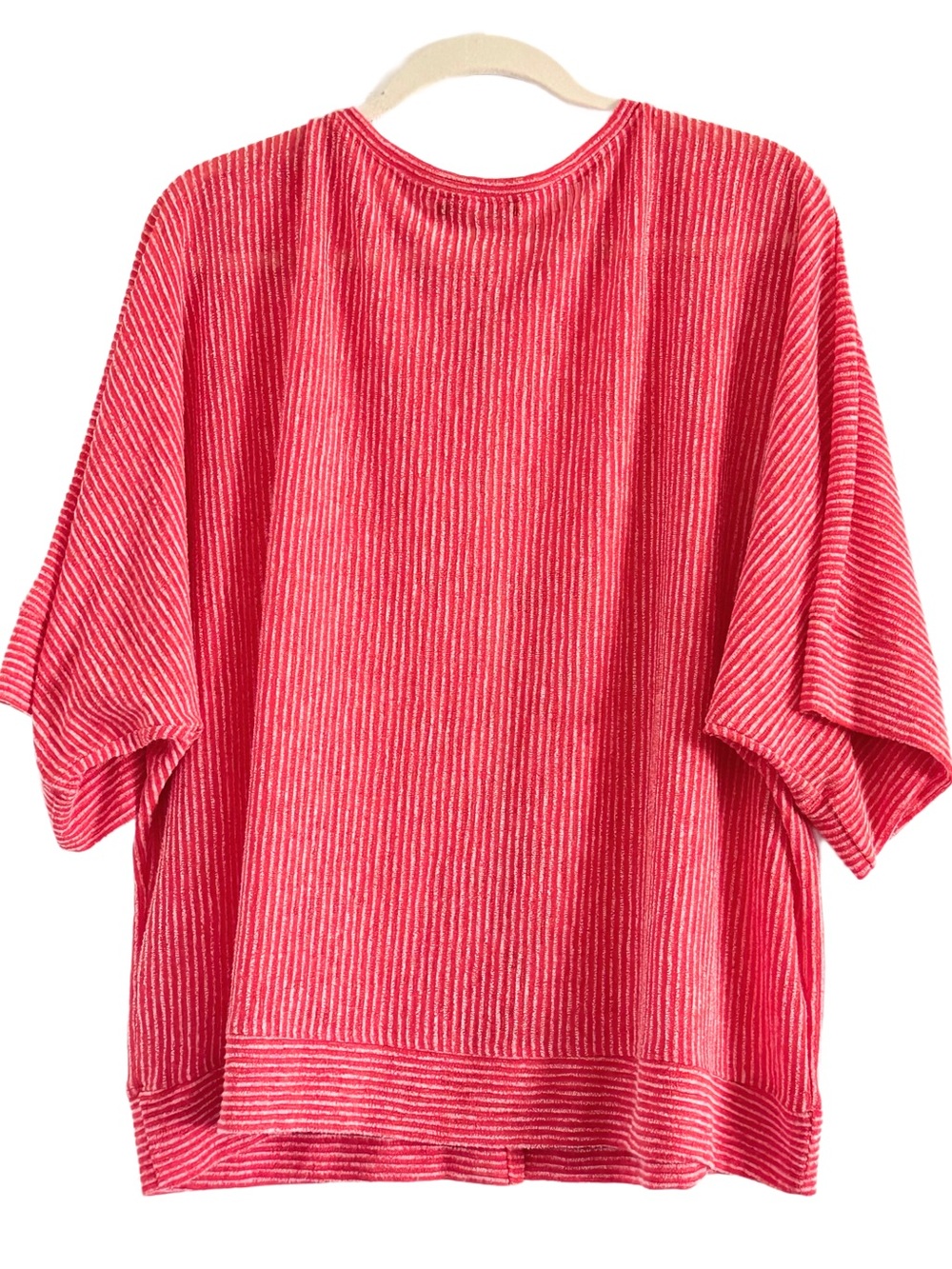 🌻 Nally & Millie Red and White Striped Open-Front Knit Top Cardigan L/XL - Picture 2 of 7